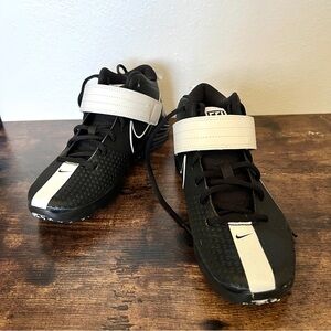 NIKE Kid's Black & White Athletic Soft Cleets High Top Shoes Size 5.5Y